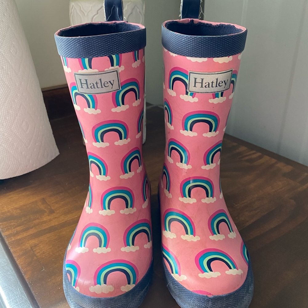 Hatley Pink Rainbow Kids Rain Boots
